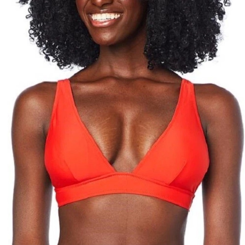 Bethenny Swimwear V-Neck Top Ruby Red Solid Tricot Swim Adjustable Strap